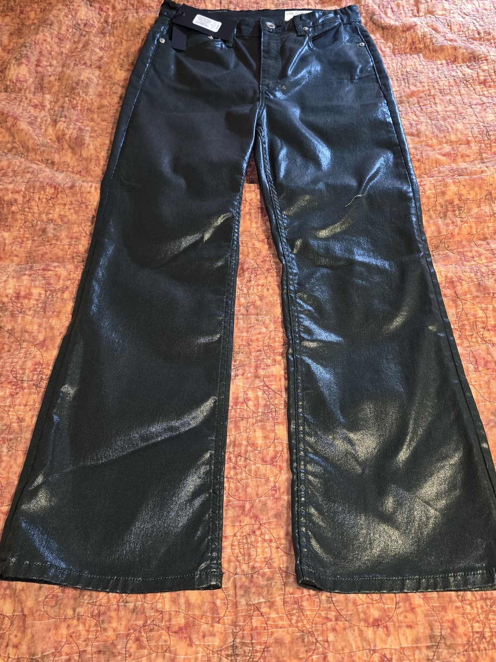 Rag & Bone Casey High Rise Ankle Flare Coated Jeans Pine Grove Green NWT $275